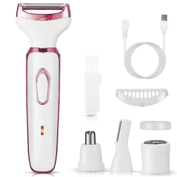 4-in-1 Women's Electric Shaver Set – Face, Nose, Brows & Body Trimmer