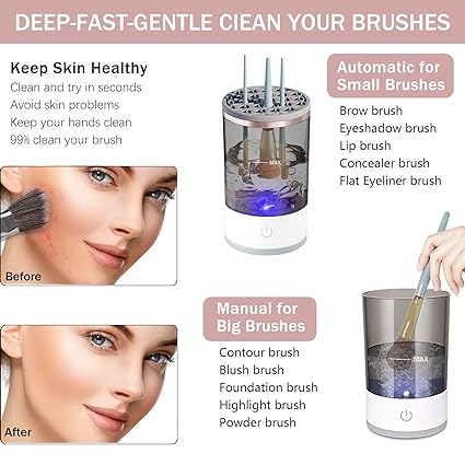Electric Makeup Brush Cleaner Spinner – 3-in-1 Automatic Washing & Drying