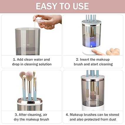 Electric Makeup Brush Cleaner Spinner – 3-in-1 Automatic Washing & Drying