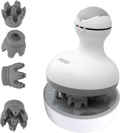 Electric Scalp Massager – Waterproof Head Massage with 4 Vibrating Heads