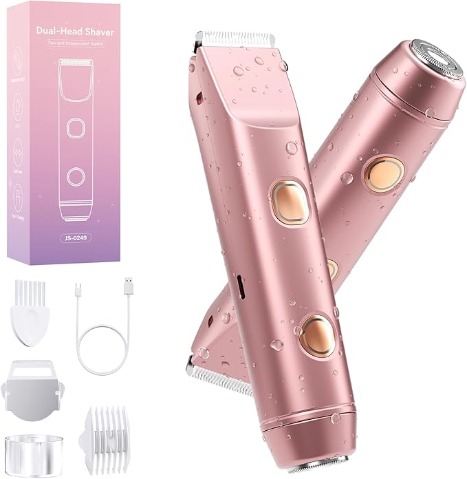 2-in-1 Electric Bikini Trimmer for Women – IPX7 Waterproof Rechargeable Shaver