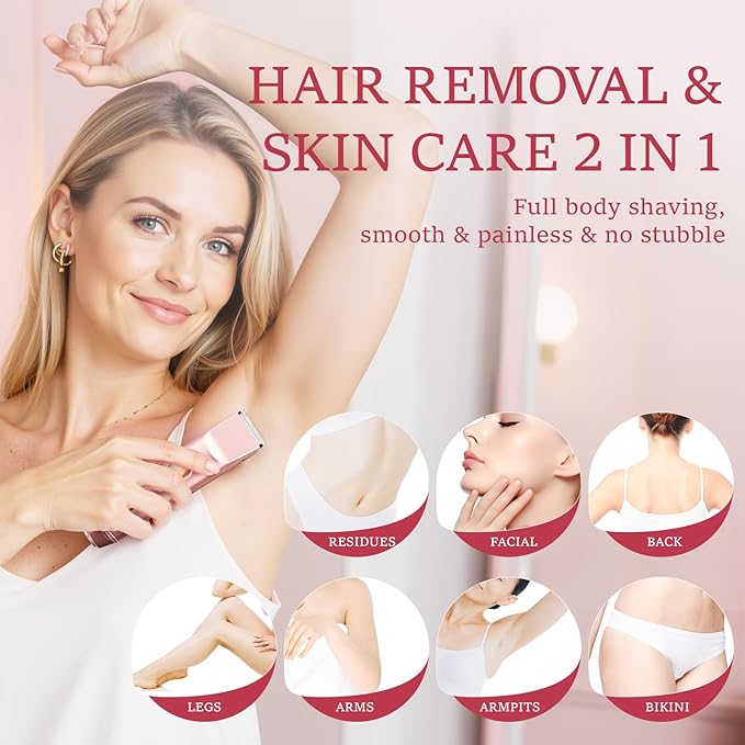 2-in-1 Electric Bikini Trimmer for Women – IPX7 Waterproof Rechargeable Shaver