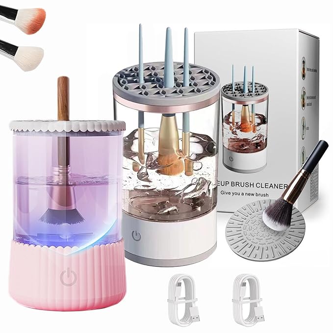 Electric Makeup Brush Cleaner Spinner – 3-in-1 Automatic Washing & Drying