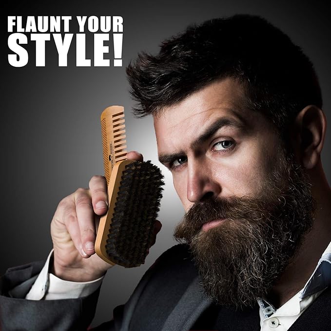 Premium Beard Grooming Kit – Oil, Balm, Comb & Brush Gift Set for Men
